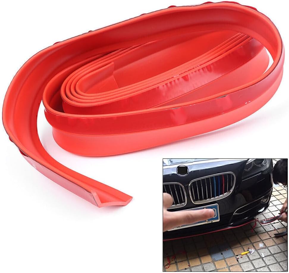 ya 4 8.24 baidi 1x Red Lower Lip Protective Strip/Auto Bumper Skirts Rubber Anti-Scratch 2.5M