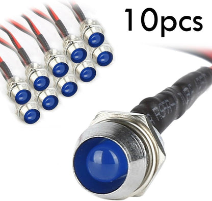 ya 13 9.15 baidi 10PCS Opening 8mm Small Power Signal Light Dash Panel Car Truck Boat 12V