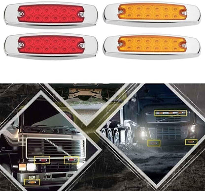 ya 3 8.24 baidi 12 LED Sealed Side Marker Clearance Light Lamp Fish Shape Trailer 2 Red 2 Amber