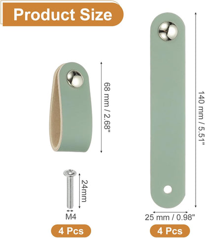 ya 26 10.21 baidi 4 Pcs Leather Drawer Pulls Single Hole Leather Handle with Screws Blue