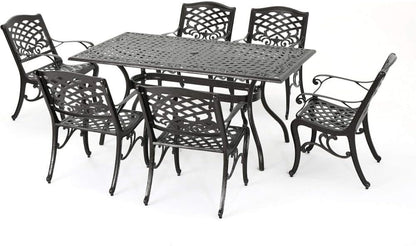 ya 28 10.13 baidi Ravenna 6 - Person Bronze Metal Patio Dining Set Rectangular Table