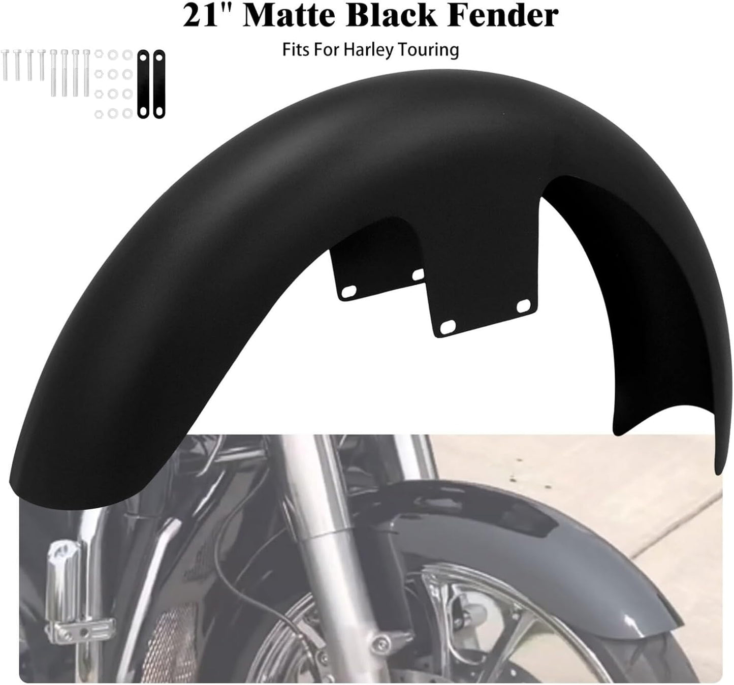 ya 7 8.24 baidi Matte Black 21 Wrap Front Fender for Harley Custom Baggers Electra Road Glide