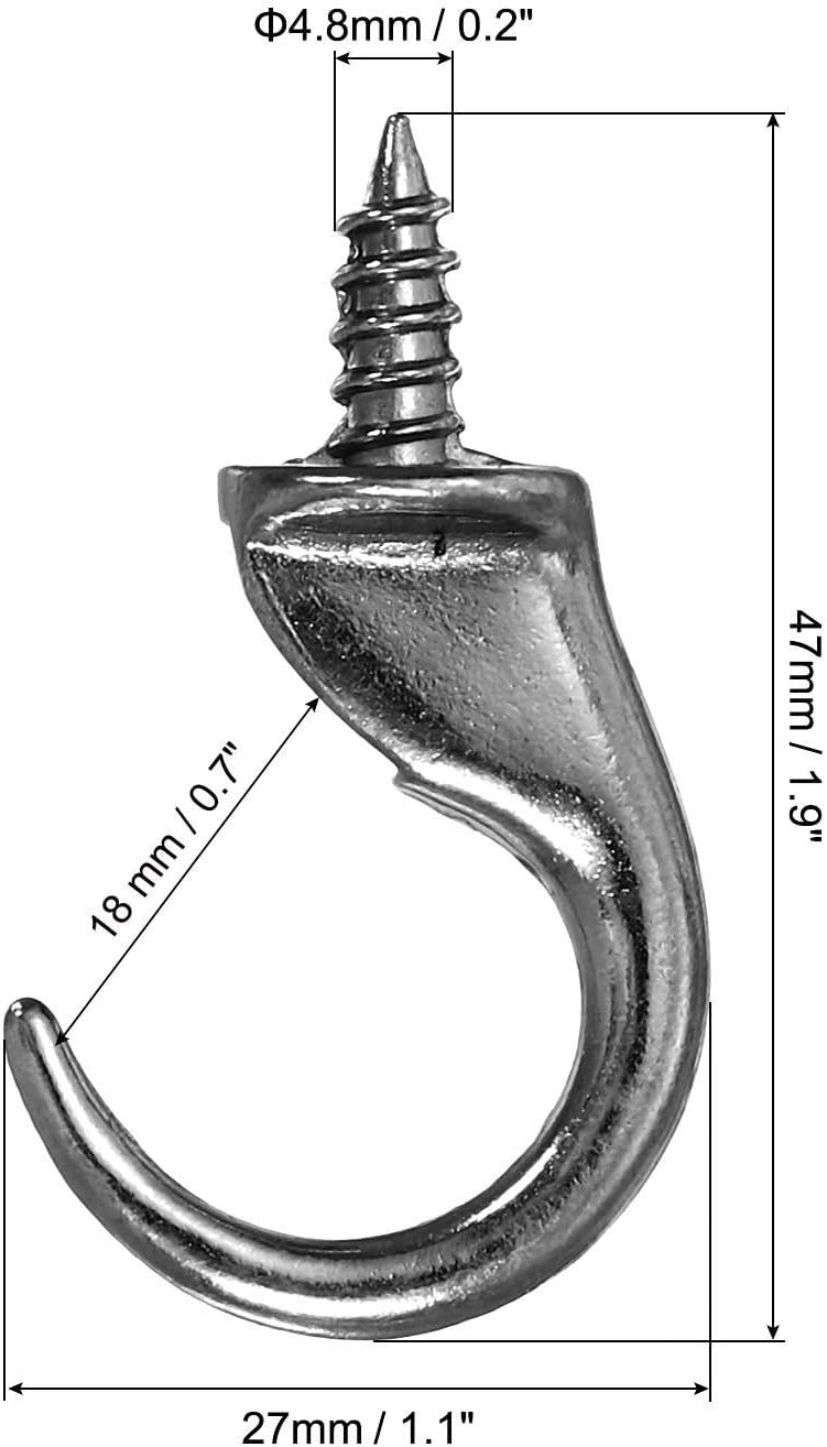ya 26 10.21 baidi 6 Pcs 1.9 x 1.1 Ceiling Hook, Screw-in Ceiling Orchid Hook for Hanging, Grey