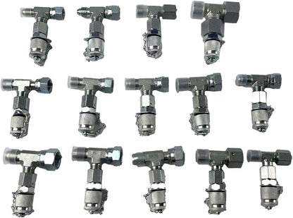 ya 10 9.16 baidi 14PCS Tee Fittings Connector Set for Hydraulic Pressure Gauge Test Kit USA