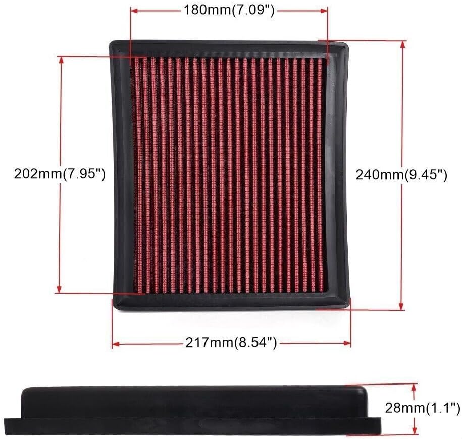 ya 13 9.15 baidi for Camry for Lexus 17-19 Red Reusable & Washable High Flow Panel Air Filter
