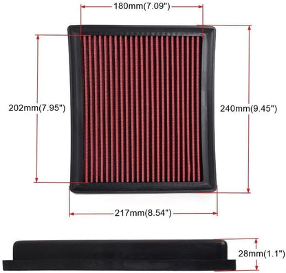 ya 13 9.15 baidi for Camry for Lexus 17-19 Red Reusable & Washable High Flow Panel Air Filter