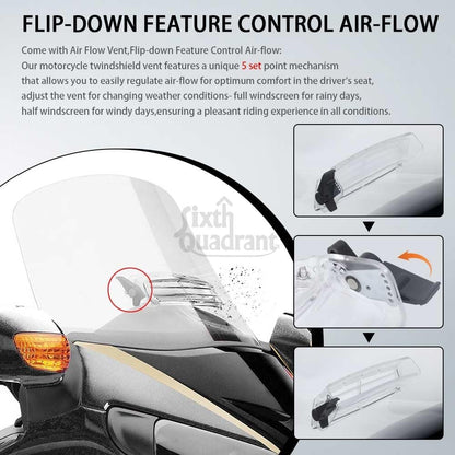 ya 23 10.7 baidi Motorcycle Fairing Windshield Windscreen w/ Vent Fit for Honda Gold Wing GL1800
