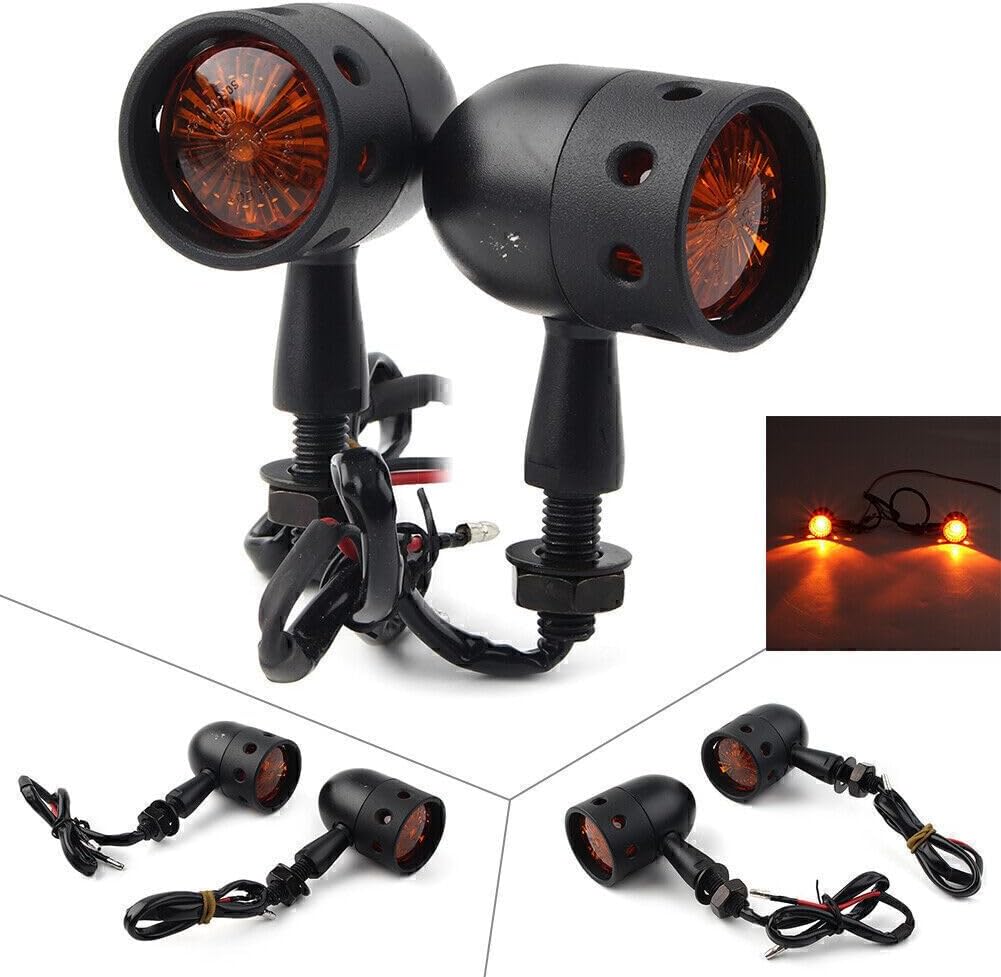 ya 6 8.14 Style Retro Motorcycle Turn Signals Amber Indicator Lights Universal