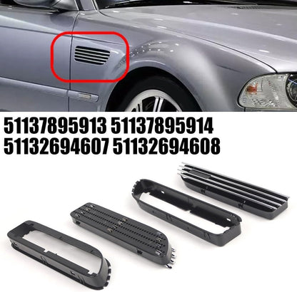 ya 2 8.15 Silver Black Side Grill Fender Vent Grille for for BMW E46 For M3 2001-2006