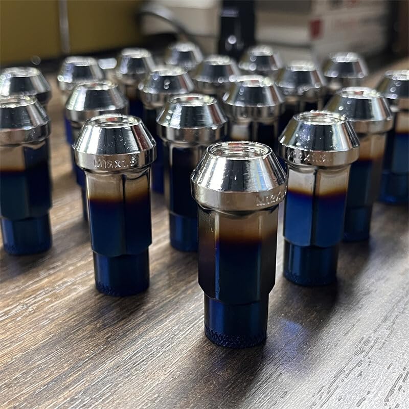 ya 10 9.16 baidi 20pcs M12x1.5 Lug Nuts 48mm Steel Open End Wheel Nuts Bolts Grilled Blue