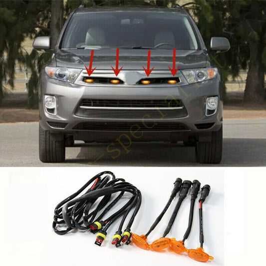 ya 4 8.10 Fit for Toyota Highlander Hybrid 11-13 Front Grille LED Light Raptor Style Grill