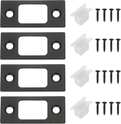 ya 26 10.21 baidi 4 Pcs Door Strike Plates Right Angle Strike Latch Strike Door Locks Plate Black