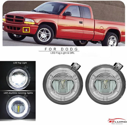 ya 7 8.24 baidi 2 in 1 LED Fog DRL Daytime Running Light Kit for 2001-2004 for Dodge Dakota Durango 