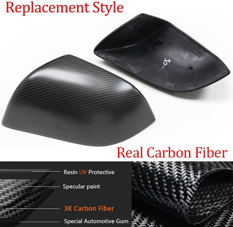 ya 11 9.14 baidiFor for Tesla for Model 3 2016-2022 Matte Real Carbon Fiber Car Mirror Cover Replacement