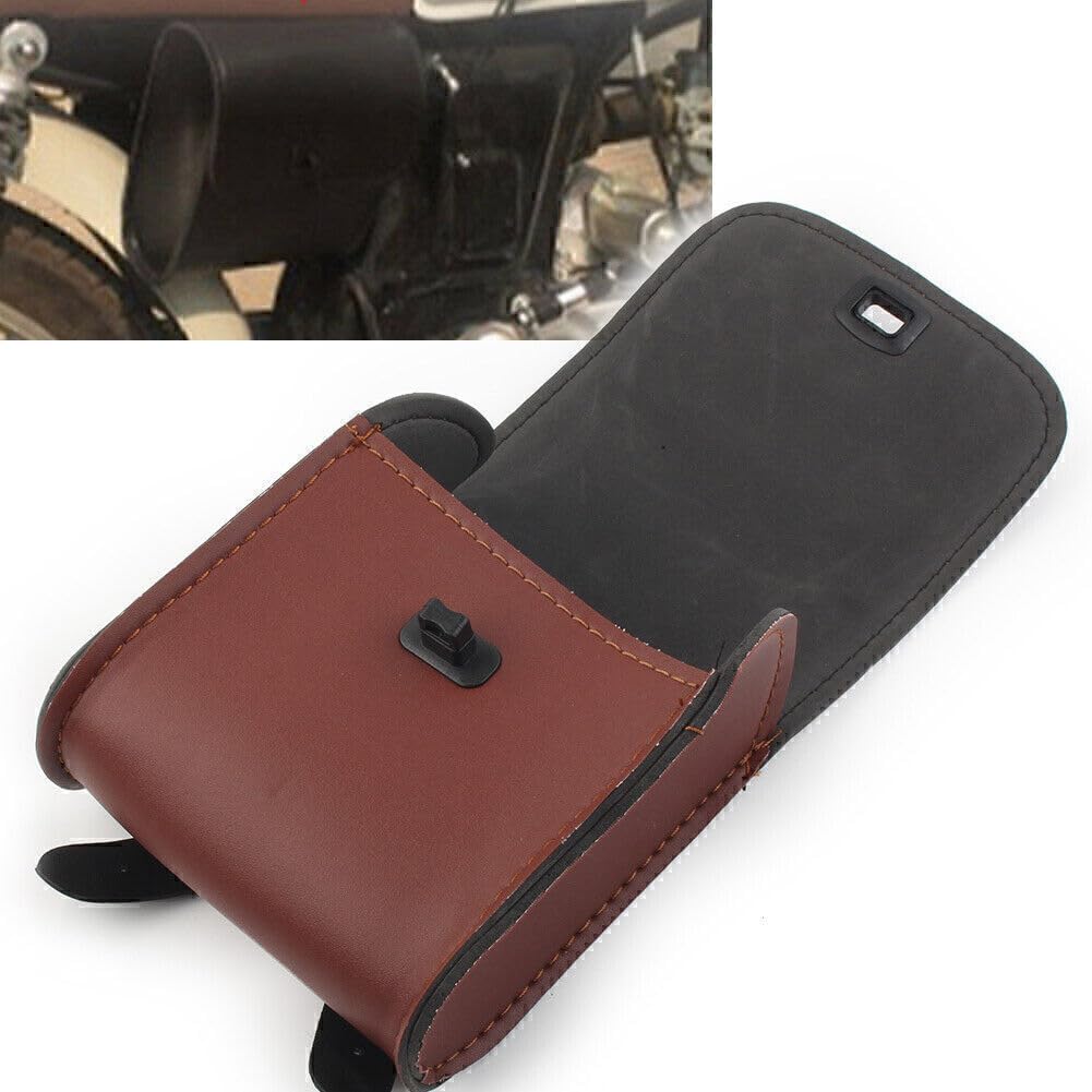 ya 11 9.14 baidi1x UniversalMotorcycle Brown Saddle Luggage Pu Leather Side Tool Bag Storage