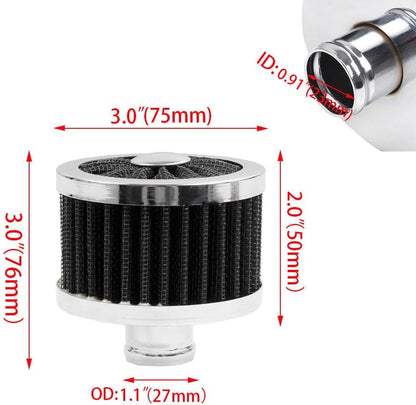 ya 13 9.15 baidi 2X Extra Flow 1 to 1-1/4 Push In Valve Cover Baffled Breather Vent Filter