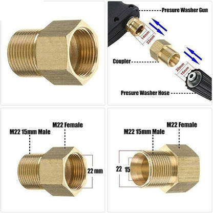 ya 26 10.21 baidi Metric M22 15mm Male To M22 14mm Female Thread Pressure-Washer Coupler Adapterx2