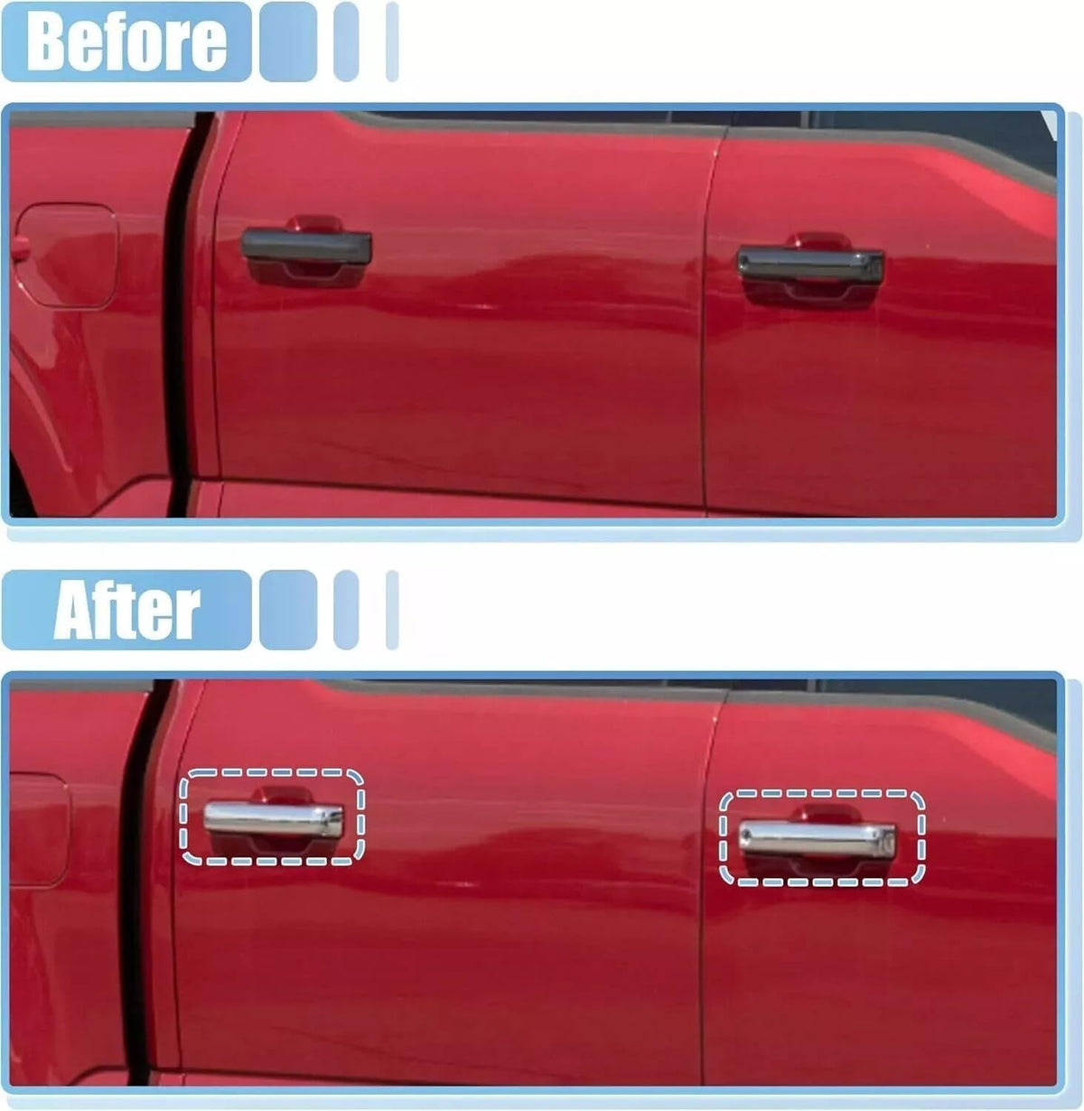 ya 12 10.31 for 2021 2022 2023 2024 for Ford F150 Door Handle Covers F-150 (W/O for Smart Key) Chrome