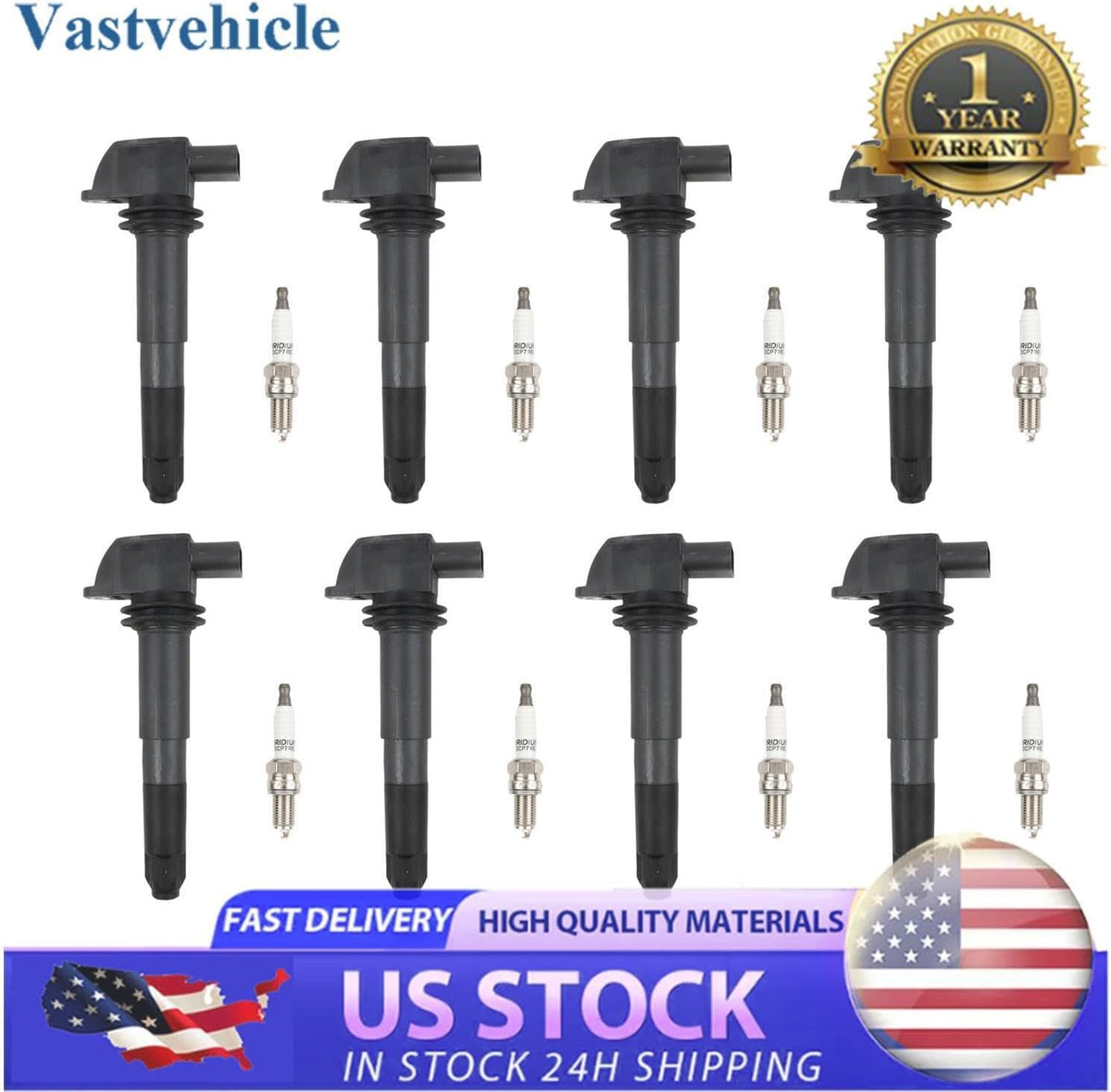 ya 9 10.24 Ignition Coils & Iridium Spark Plugs for 2003-2006 for Porsche for Cayenne UF563+5308