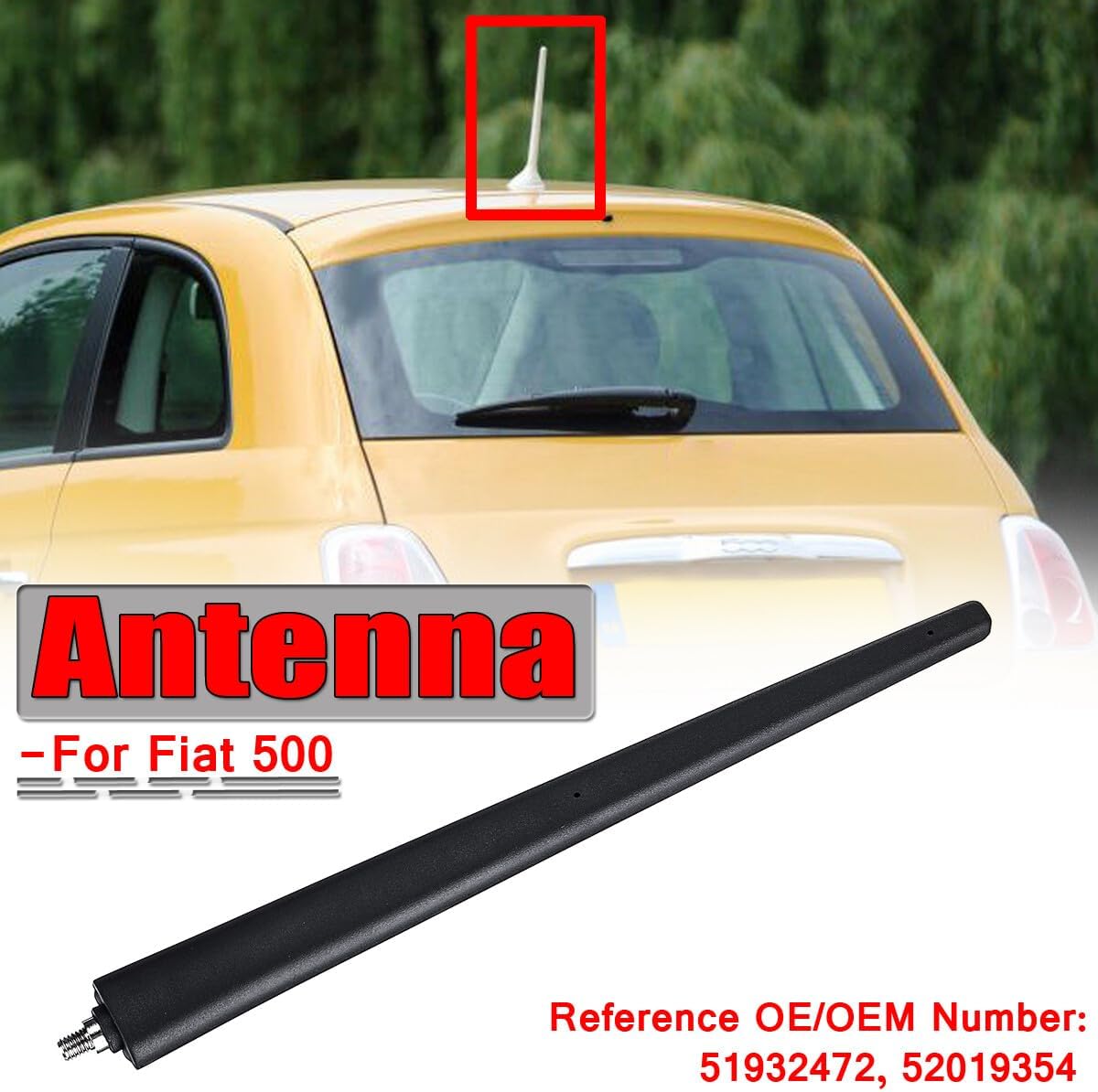 ya 6 8.24 baidi Black Short Antenna Aerial Mast 51910790 52019353 Fit for for Fiat 500 2012-2019