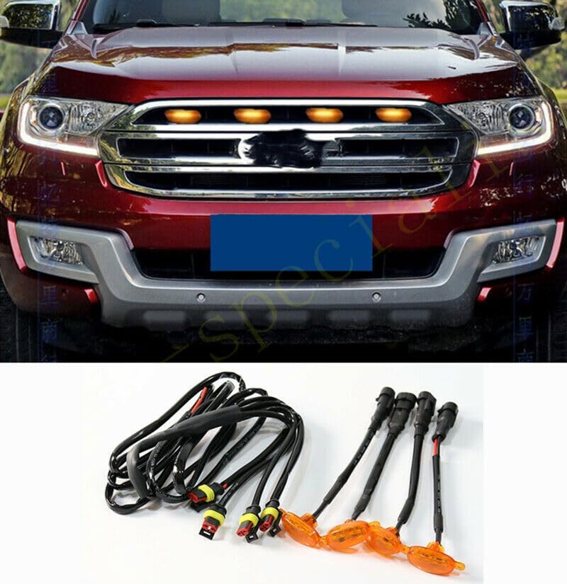 ya 7 8.24 baidi 4Pcs for Ford Ranger 2019-2021 Front Grille LED Light Raptor Style Grill Trim
