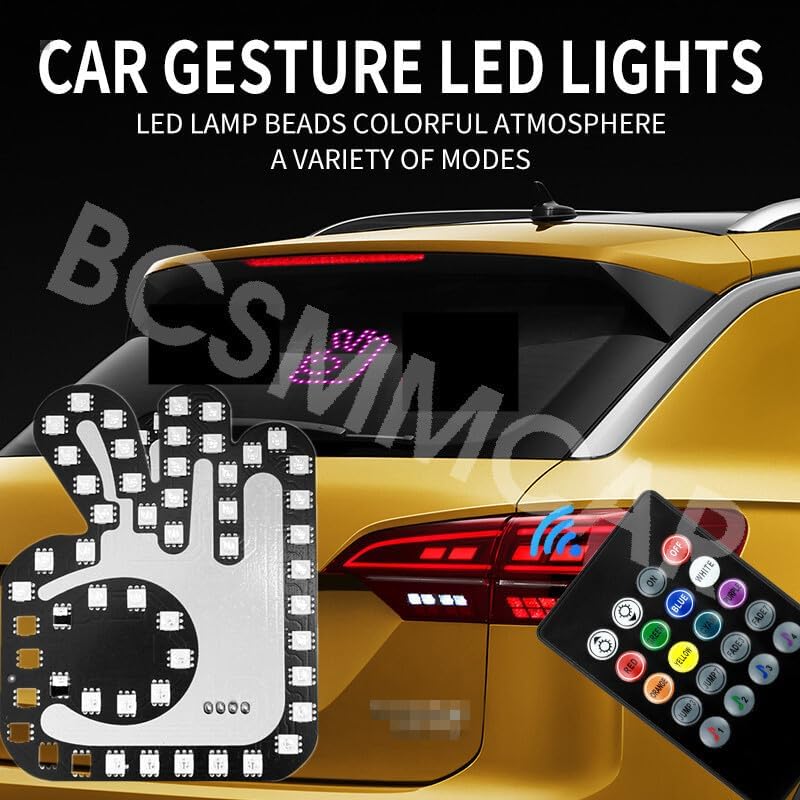 ya 6 8.24 baidi Finger Gesture Light LED Car Back Window Sign Hand Light with Remote Control