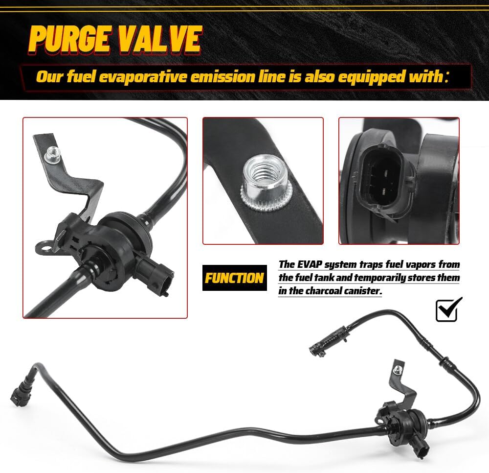 ya 5 8.24 baidi For 2014-2019 Fiesta for Ford Fuel Vapor Vent Purge Valve VMV Hose 1.6L Non-turbo