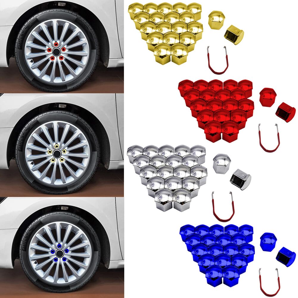 ya 10 9.16 baidi 20pcs Red Golden 21mm Car Wheel Nut Lug Cover Hub Screw Cap Bolt Rim Tire + Tool
