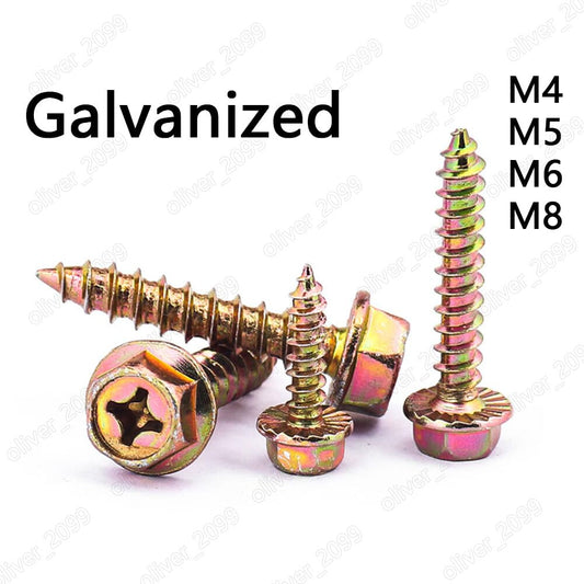 ya 16 10.20 baidi Zinc Plated Steel Phillips Cross Hex Flange Head Self Tapping Screws M4 M5 M6 M8