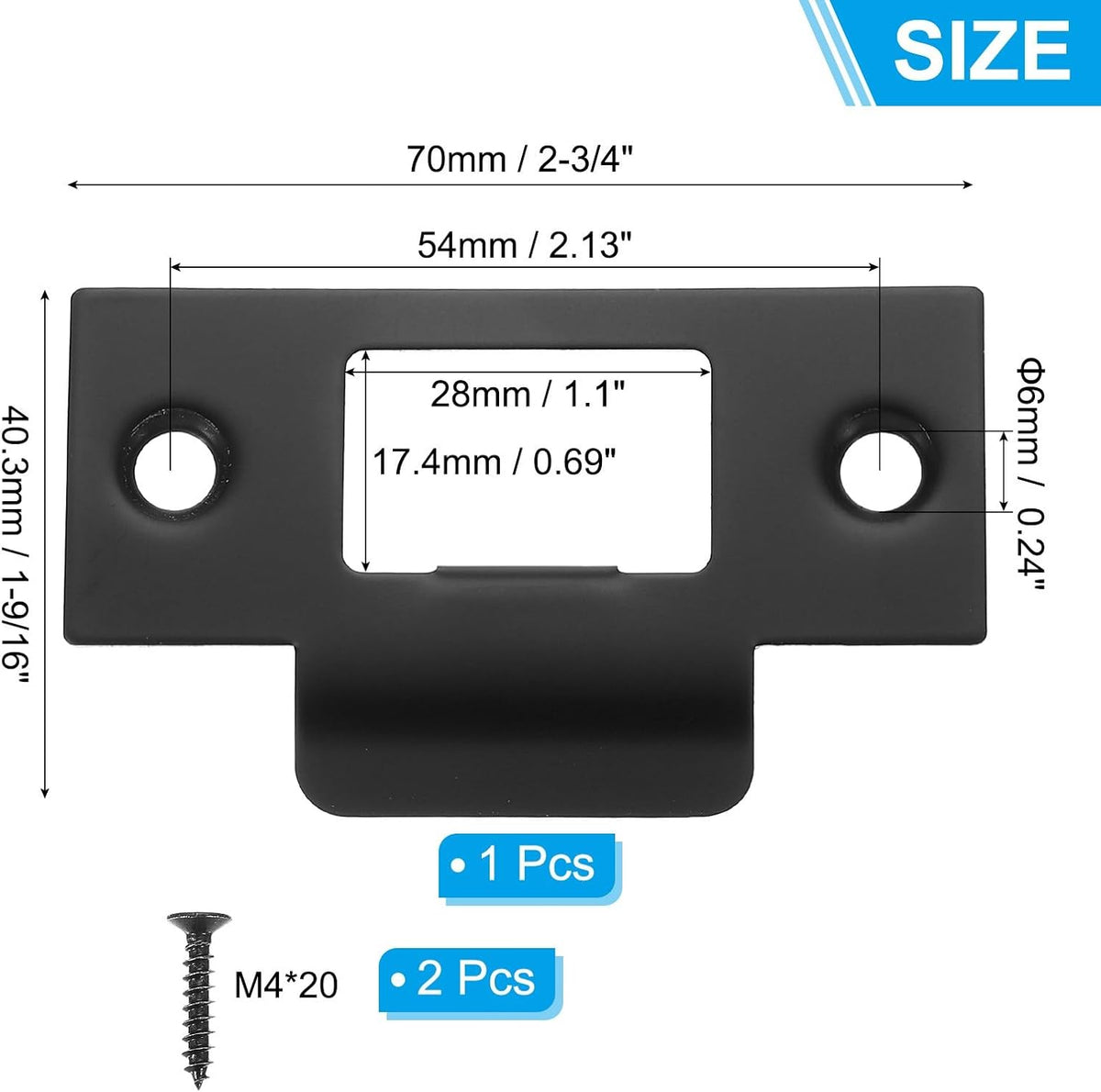 ya 26 10.21 baidi Door Strike Plate 2-3/4 x 1-9/16, Universal Latch T Strike, Black-2
