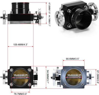 ya 4 8.8.2 Throttle Body Universal 70MM 2.75 Adapter for Dodge for Ram 5.7L 6.1L 6.4L Hemi