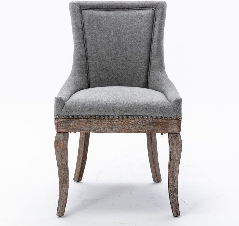 ya 28 10.13 baidi Gray Furniture Side Dining Set of 2 Thickened Fabric & Solid Wood Legs