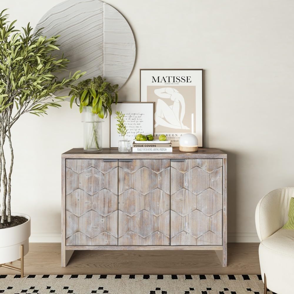 ya 28 10.13 baidi For Living Room Natural Wood Wash Farmhouse 3- Accent Cabinet Storage