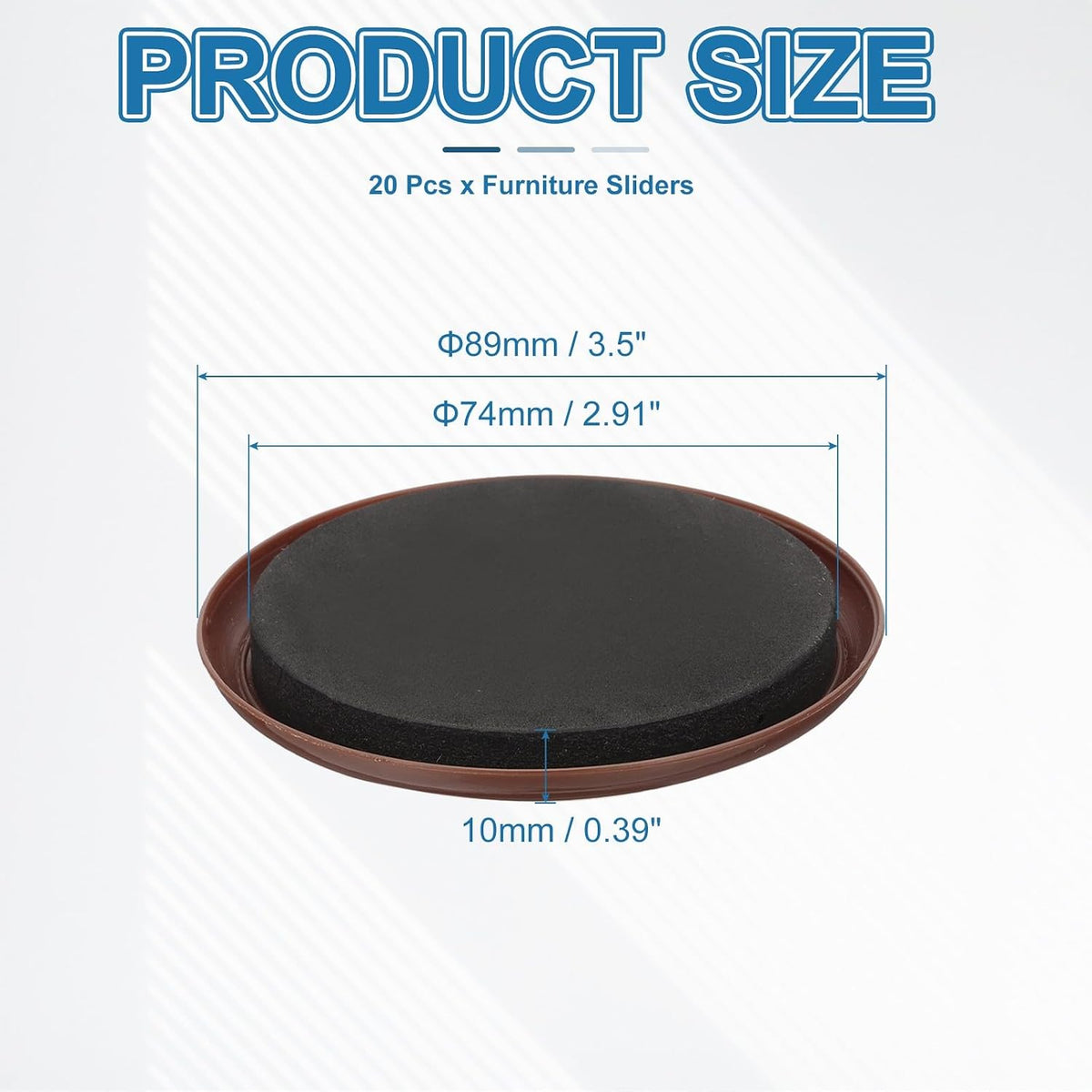 ya 26 10.21 baidi 3.5 Furniture Sliders, 20 Pcs Round Moving Furniture Slider Pad, Brown