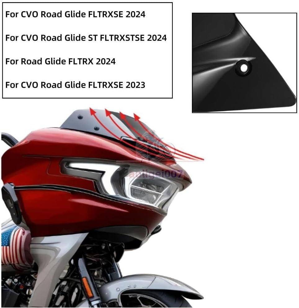 ya 23 10.7 baidi 6 Wave Windshield Windscreen for Harley CVO Road Glide FLTRXSE FLTRXSE 23+Black