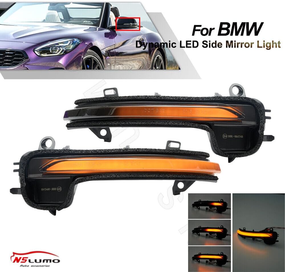 ya 7 8.24 baidi for BMW X2 F39 Z4 G29 2018-2023 Dynamic LED Side Mirror Turn Signal Light Smoked 