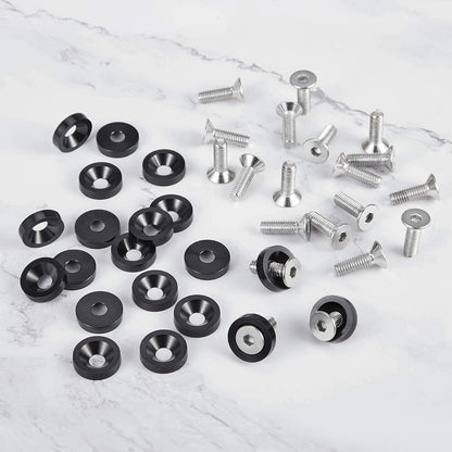 ya 6 8.24 baidi 20PCS CNC Billet Aluminum Bumper Fender Washer Engine Bay Dress Up Kit JDM Black