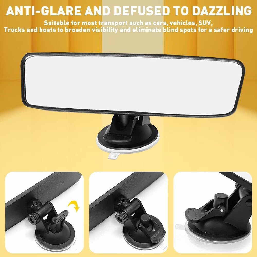 ya 7 8.24 baidi Wide Rearview Mirror Glass Suction Cup Rod Interior Truck car Universal