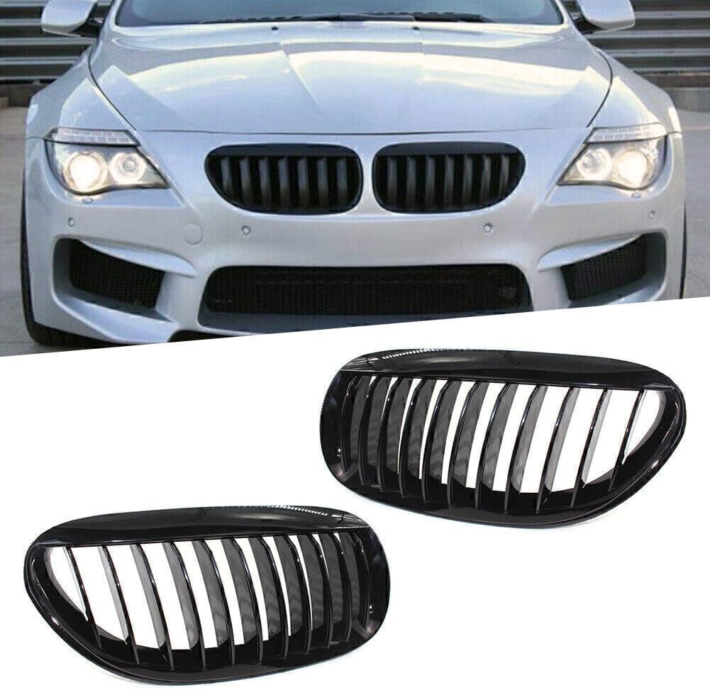 ya 4 8.14 2x Front Kidney Bumper Grille Grill For Fit for BMW E63 E64 650i M6 2004-2010