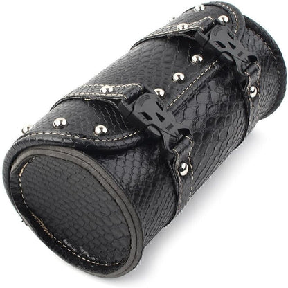 ya 11 9.14 baidiTool Bag Fork Handlebar Saddlebag Roll Barrel Pouch Universal Leather Motorcycle