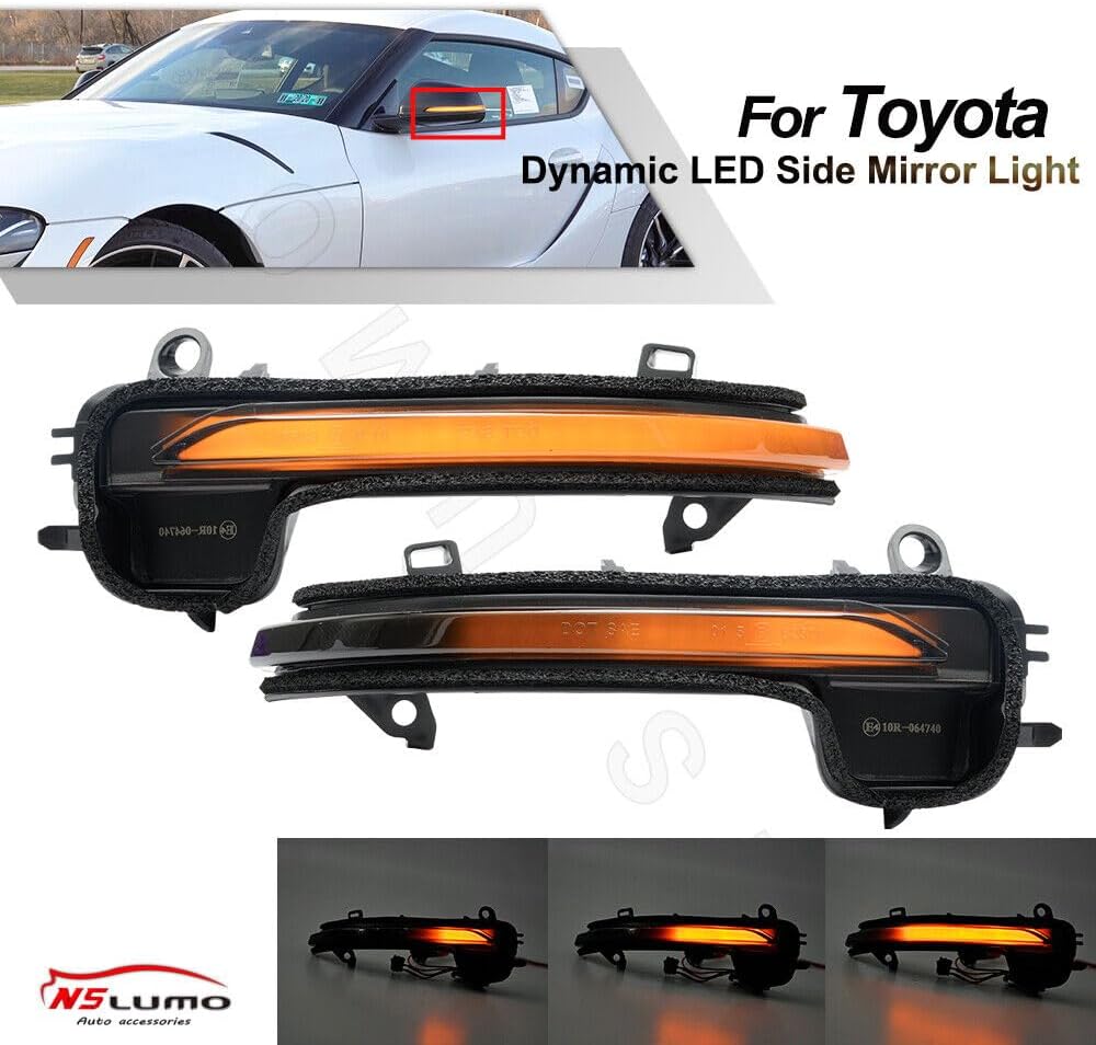 ya 7 8.24 baidi For 2020-2023 for Toyota GR Supra Dynamic LED Side Mirror Turn Signal Lights Smoked 