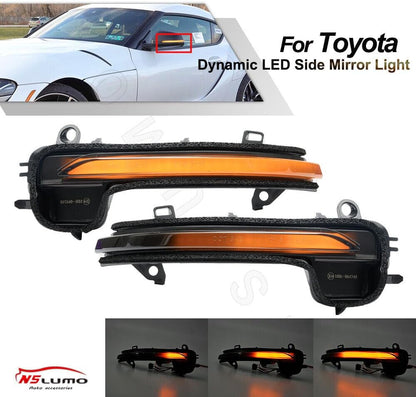 ya 7 8.24 baidi For 2020-2023 for Toyota GR Supra Dynamic LED Side Mirror Turn Signal Lights Smoked 