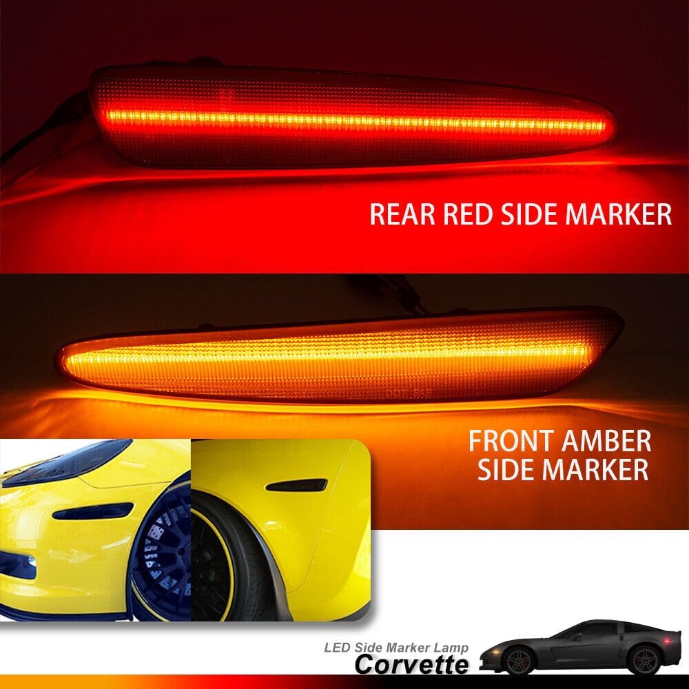 ya 7 8.24 baidi 5pcs Smoked LED Side Marker Lights + Tail Lights 3rd for 2005-2013 for Chevrolet for Corvette C6