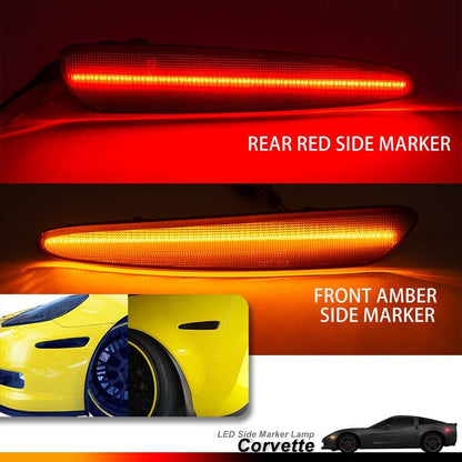 ya 7 8.24 baidi 5pcs Smoked LED Side Marker Lights + Tail Lights 3rd for 2005-2013 for Chevrolet for Corvette C6