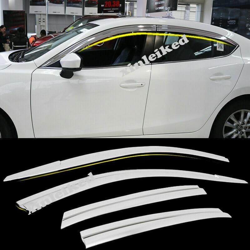 ya 6 8.24 baidi for Mazda 3 Axela Sedan 2014-2018 Plating Side Window Visor Rain Deflector Guard