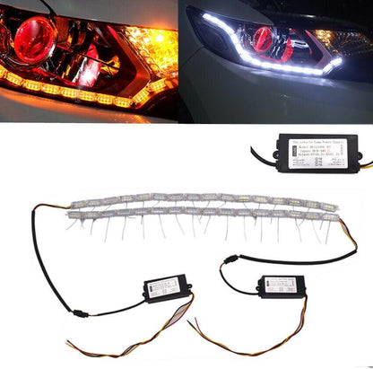 ya 4 8.8 2 Pack Car Flexible LED Strip Light Crystal Flexible Tube DRL Daytime Running Light 