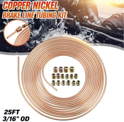 ya 10 9.16 baidi Copper Nickel Brake Line Tubing Kit 3/16 OD 25 Foot Coil Roll W/Fittings
