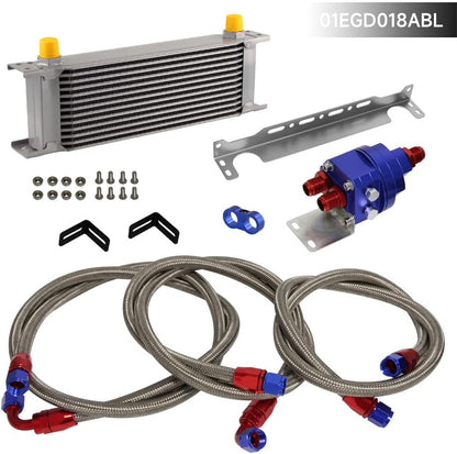 ya 12 10.8 baidi 13 Row AN8 Engine Oil Cooler +Relocation Filter Adapter Hose Kit w/Bracket SL