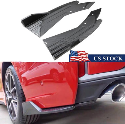 ya 2 8.15 2x Carbon Fiber Look Car Rear Bumper Spoiler Rear Lip Splitter Diffuser Winglet