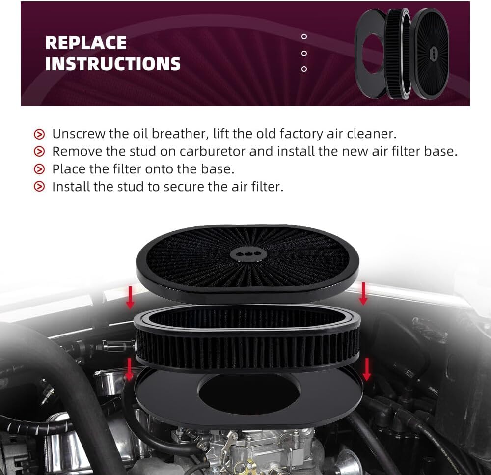 ya 13 9.15 baidi For 5-1/8 Carburetors Demon BK 12Oval Full Finned Air Cleaner Washable Filter